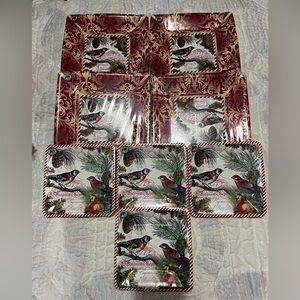 Michel Design Works Christmastime Birds Pine Paper Plate Dinner Dessert Bundle